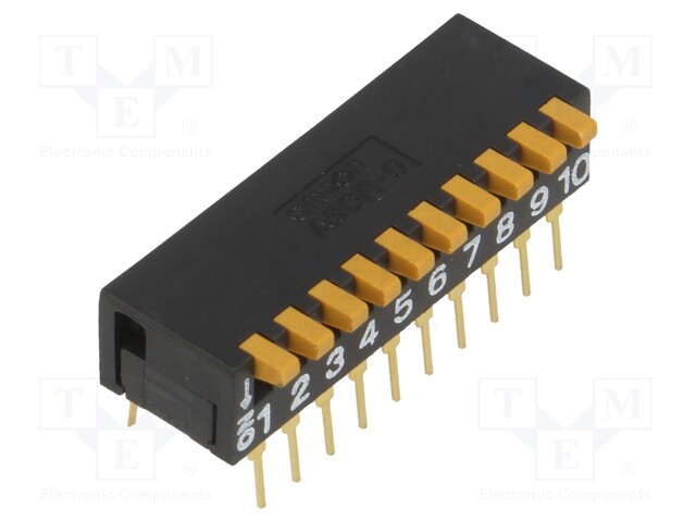 Switch: DIP-SWITCH; Poles number: 10; ON-OFF; 0.03A/30VDC; Pos: 2