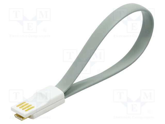 Cable; USB 2.0; USB A plug,USB B micro plug; gold-plated; 22mm