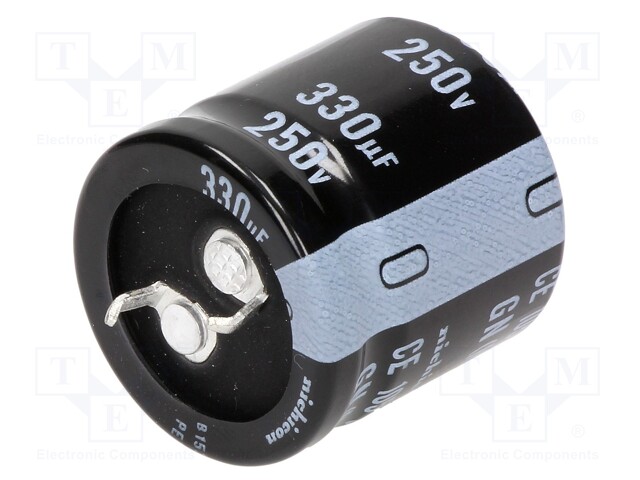 Capacitor: electrolytic; SNAP-IN; 330uF; 250VDC; Ø25x25mm; ±20%