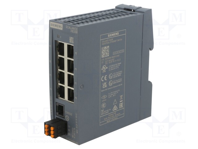 Switch, 8 Ports, Industrial, Managed Fast Ethernet, DIN Rail, RJ45 x 8, 10Mbps, 100Mbps