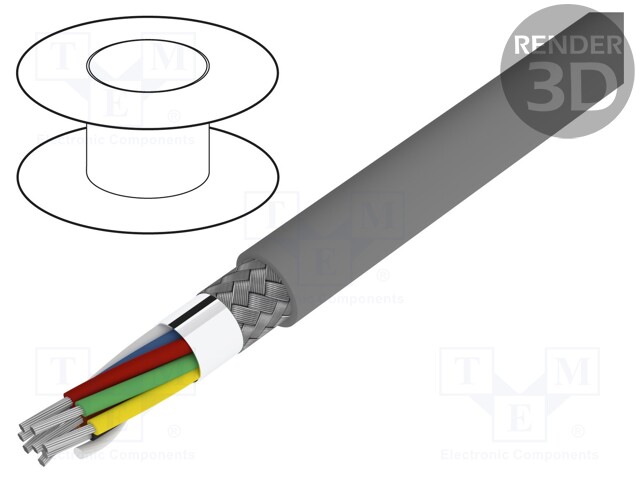 Wire; Alpha Essential C&C; 8x22AWG; PVC; dark grey; 300V; 305m
