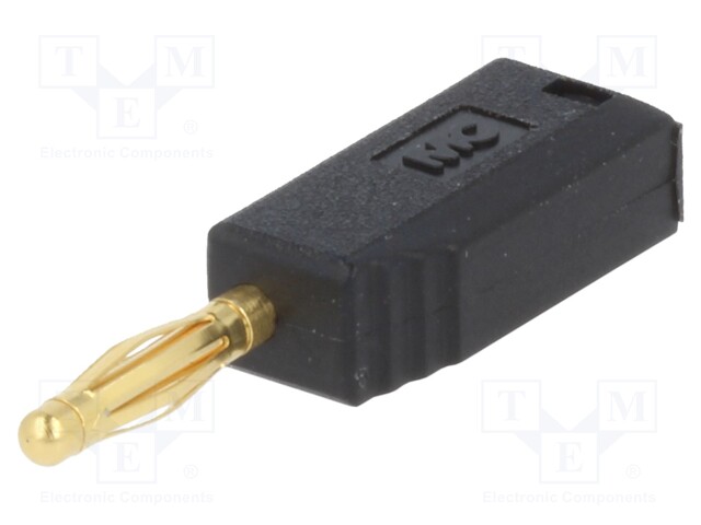 Plug; 2mm banana; 10A; 60V; black; Plating: gold-plated; 0.5mm2