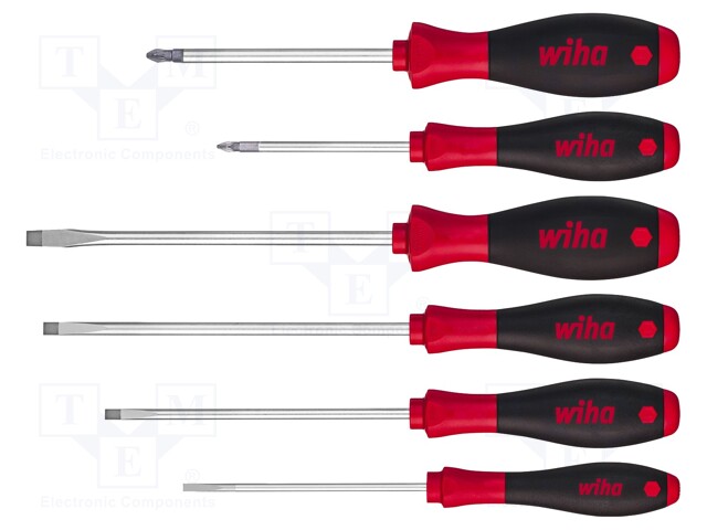 Screwdrivers; Pcs: 6; Bit: Pozidriv®,slot; Series: SoftFinish®