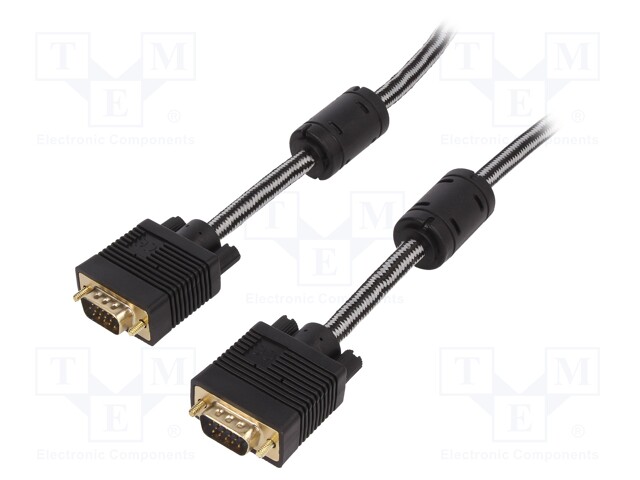 Cable; D-Sub 15pin HD plug,both sides; black; 1.8m; 28AWG