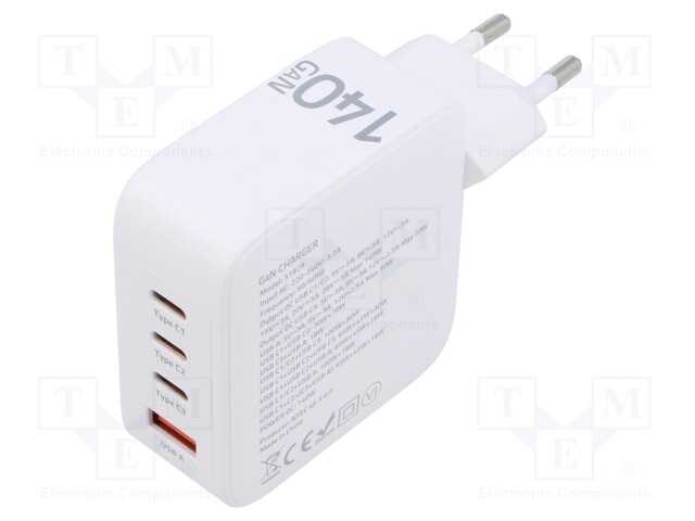 Power supply: switching; mains,plug,charger; 5÷20VDC; 5A; 140W