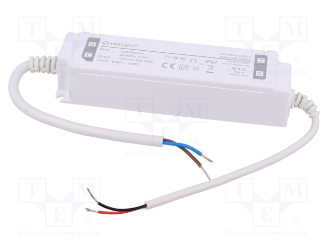 Power supply: switched-mode; LED; 40W; 12VDC; 3.33A; 220÷240VAC