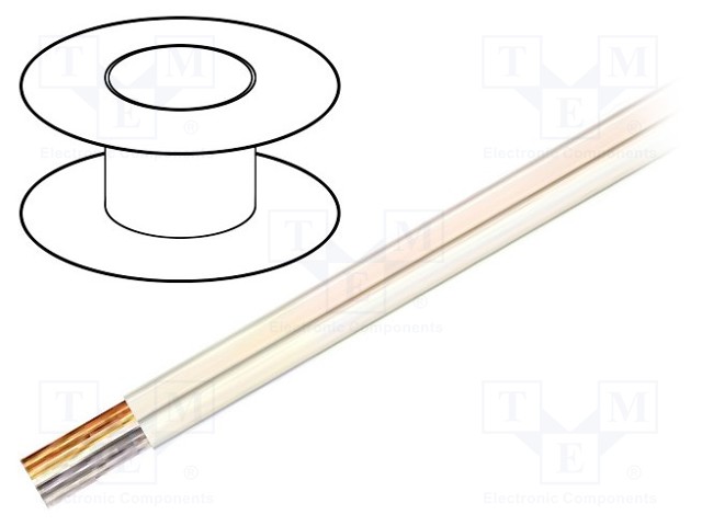 Wire: loudspeaker cable; 2x1mm2; stranded; OFC; white; PE; 100m