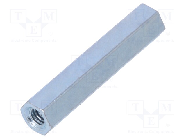 Screwed spacer sleeve; Int.thread: M3; 25mm; hexagonal; steel