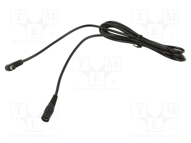 Cable; DC 5,5/2,5 plug,DC 5,5/2,5 socket; angled; 0.5mm2; black