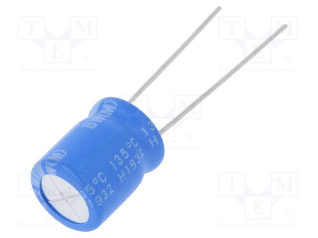 Capacitor: electrolytic; THT; 100uF; 35VDC; Ø10x12.5mm; Pitch: 5mm