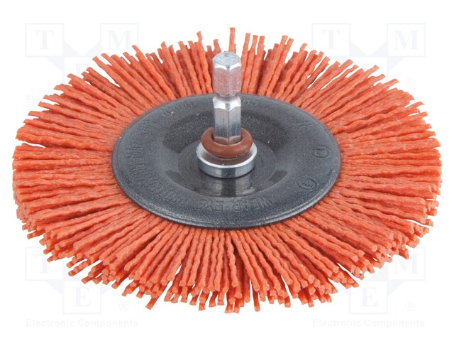 Wheel brush; 100mm; Mounting: 1/4",hexagonal; V: wire