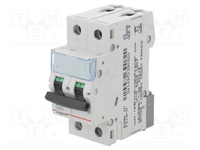 Circuit breaker; 400VAC; Inom: 16A; Poles: 2; DIN; Charact: D; 6kA