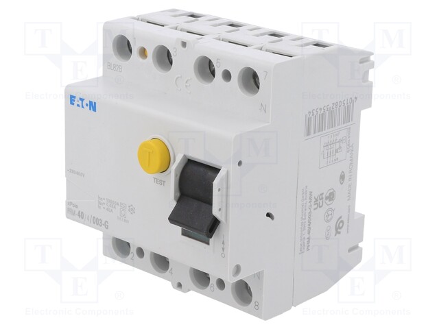 RCD breaker; Inom: 40A; Ires: 30mA; Max surge current: 3kA; Poles: 4