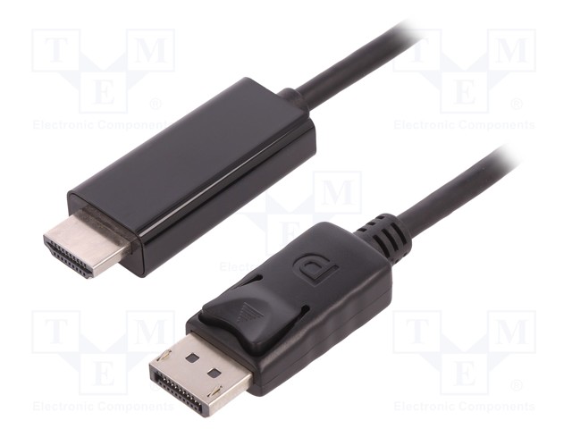 Cable; DisplayPort 1.2; DisplayPort plug,HDMI plug; 1m; black