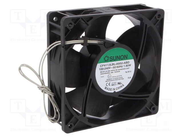 Fan: EC; axial; 230VAC; 120x120x38mm; 109.25m3/h; 31.4dBA; 2000rpm