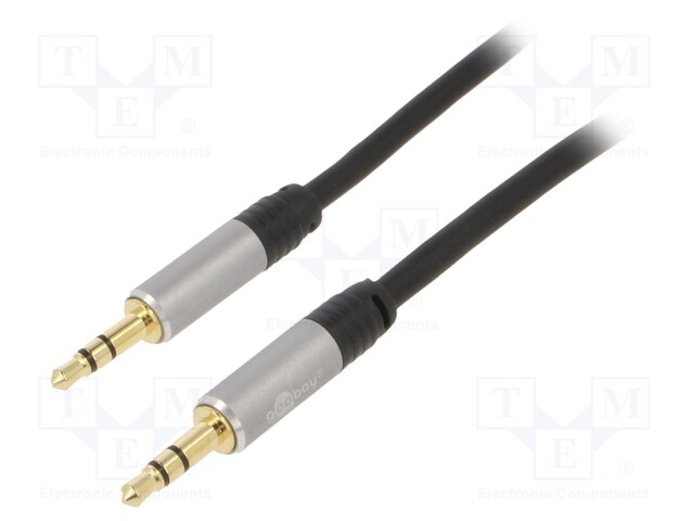 Cable; Jack 3.5mm 3pin plug,both sides; 5m; Plating: gold-plated