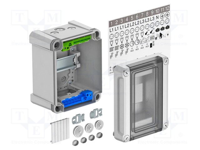 Enclosure: junction box; X: 150mm; Y: 190mm; Z: 125mm; polycarbonate