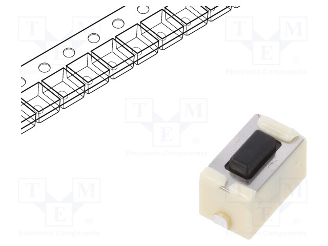 Microswitch TACT; SPST; Pos: 2; 0.05A/12VDC; SMT; 4.3mm; OFF-(ON)
