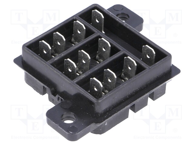 Socket; PIN: 11; 10A; 240VAC; H: 16mm; W: 37.8mm; Mounting: on panel