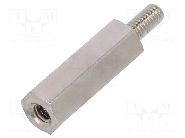 Screwed spacer sleeve; Int.thread: M2,5; 15mm; Ext.thread: M2,5