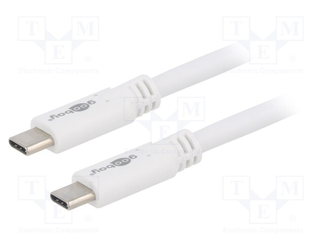 Cable; USB 3.2; USB C plug,both sides; 1m; white; 5Gbps; 60W