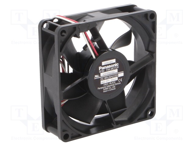 Fan: DC; axial; 24VDC; 80x80x25mm; 51.6m3/h; 22dBA; ball bearing