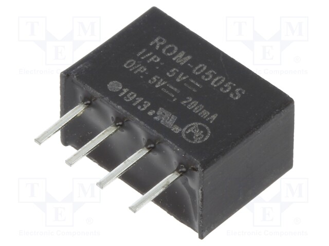 Converter: DC/DC; 1W; Uin: 4.5÷5.5V; Uout: 5VDC; Iout: 200mA; SIP4