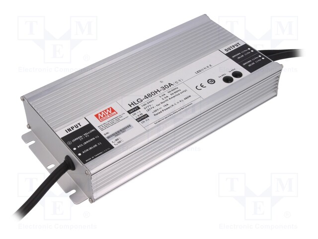 Power supply: switched-mode; LED; 480W; 30VDC; 25.5÷31.5VDC; 8÷16A