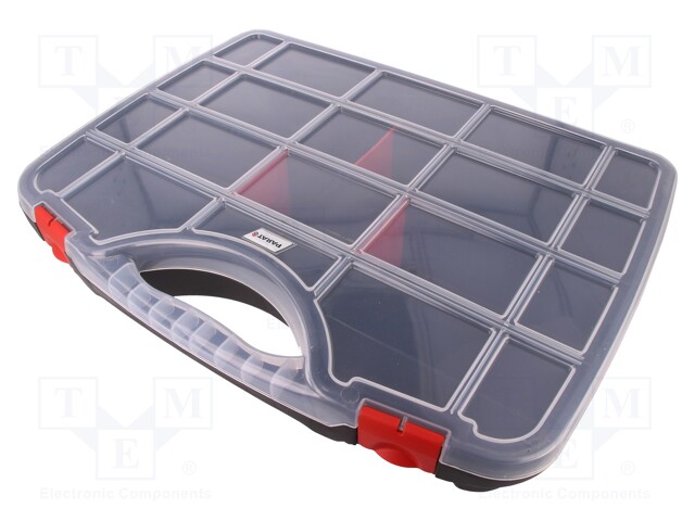 Container: compartment box; 460x330x80mm; black; polypropylene