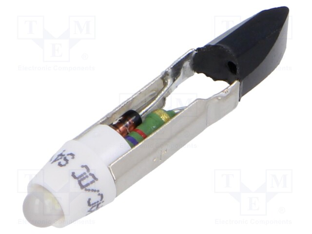 Indicator: LED; T5,5; white; plastic; 28VAC; 28VDC; -20÷60°C; 3mm