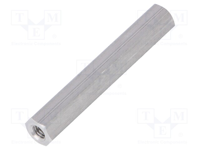 Screwed spacer sleeve; Int.thread: M4; 45mm; hexagonal; aluminium