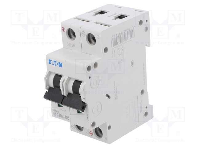 Circuit breaker; 250VDC; Inom: 20A; Poles: 2; DIN; Charact: C; 10kA