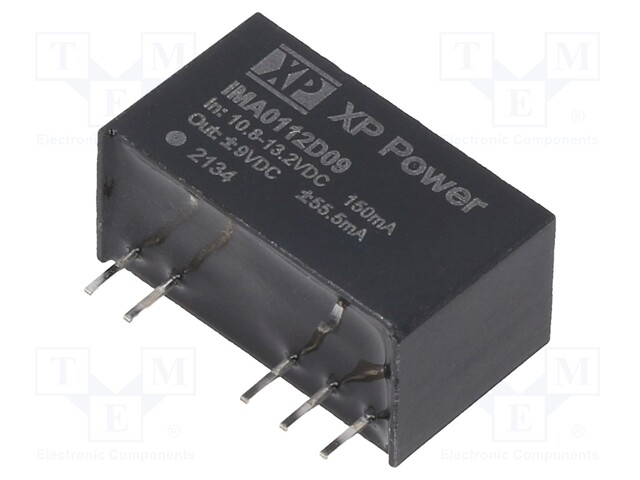 Isolated Board Mount DC/DC Converter, Medical, 2 Output, 1 W, 9 V, 55.5 mA, -9 V