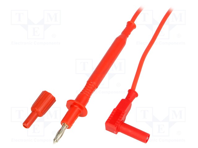 Test lead; 20A; probe tip,banana plug 4mm; with protection; red