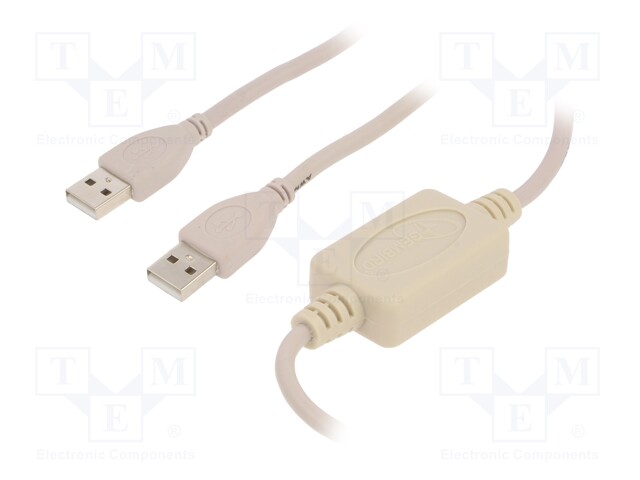 Cable; USB 2.0; USB A plug,both sides; 1.8m; white; 0.48Gbps