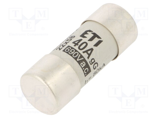 Fuse: fuse; gG; 40A; 690VAC; cylindrical,industrial; 22x58mm