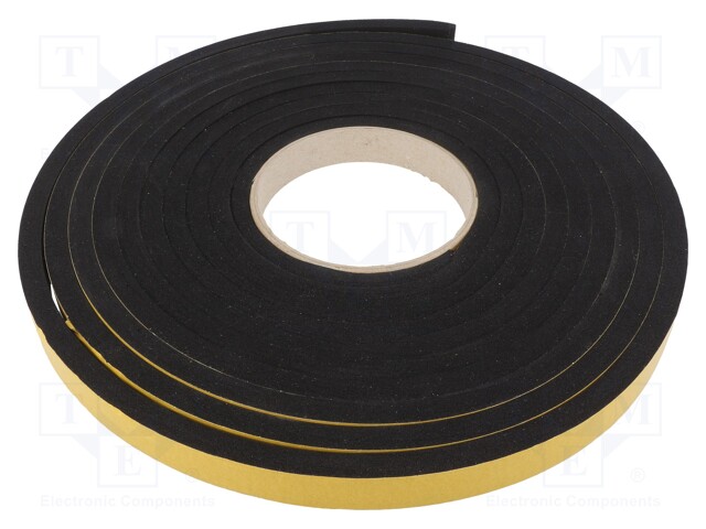 Gasket; EPDM; D: 8mm; black; L: 5m; W: 16mm; Mounting: self-adhesive