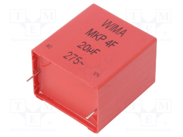 Capacitor: polypropylene; 20uF; 37.5mm; ±10%; 41.5x31x46mm; 30V/μs