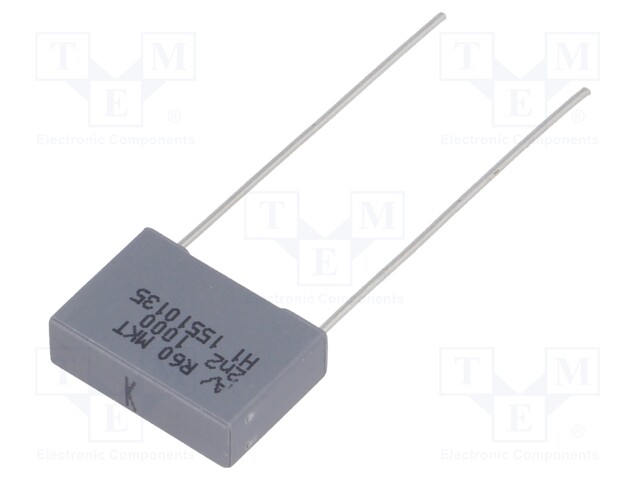 Capacitor: polyester; 2.2nF; 250VAC; 1000VDC; Pitch: 10mm; ±10%