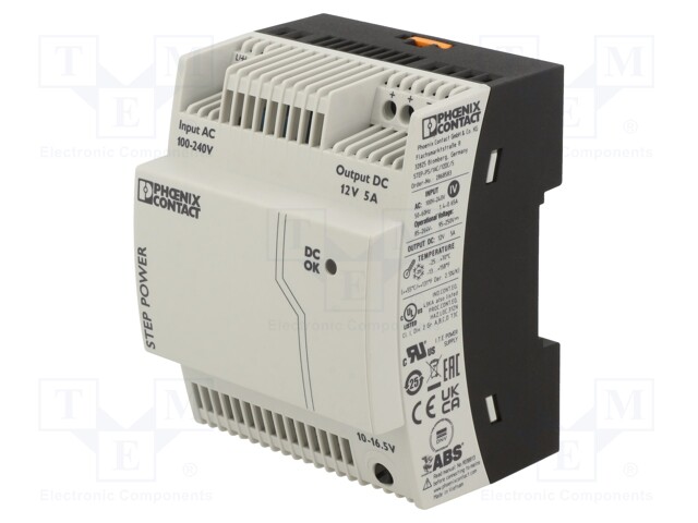 Power supply: switched-mode; Mounting: DIN; IP20