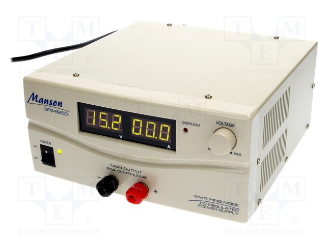 Power supply: laboratory; Channels: 1; 3÷15VDC; 25A; Plug: EU