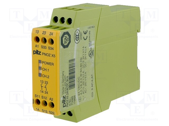 Module: safety relay; Series: PNOZ X5; OUT: 2; Mounting: DIN; 24VDC