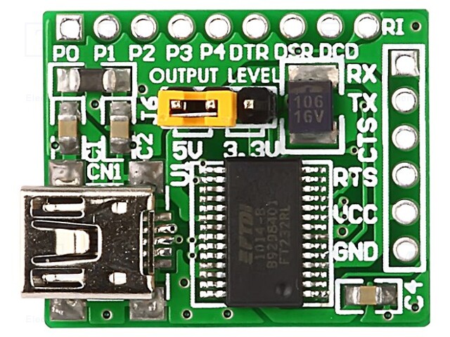 Expansion board; USB B; Features: based on FT232R IC