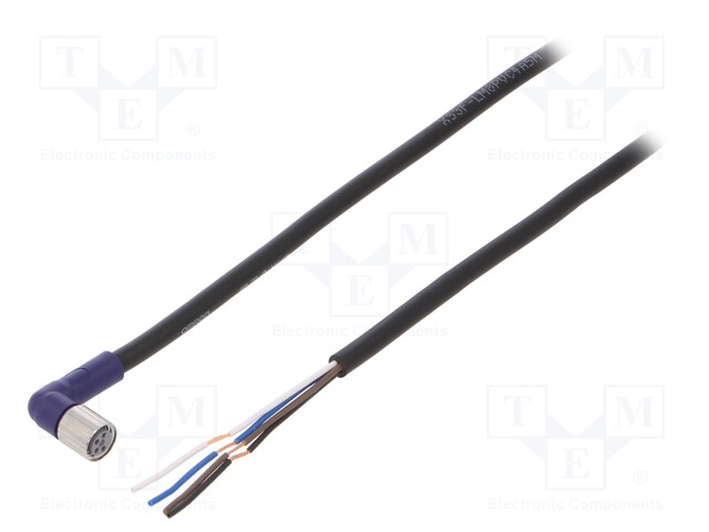 Connection lead; M8; PIN: 4; angled; 5m; plug; 0.5A; -10÷65°C; IP67