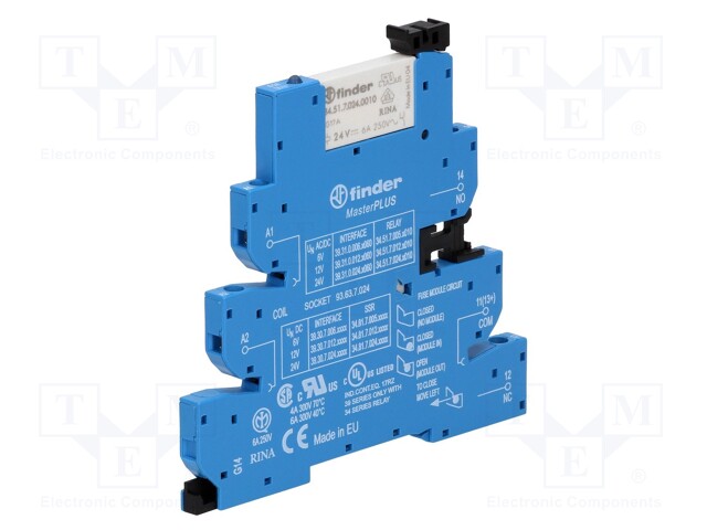 Relay: interface; SPDT; Ucoil: 24VDC; Ucoil: 24VAC; 6A; 6A/250VAC