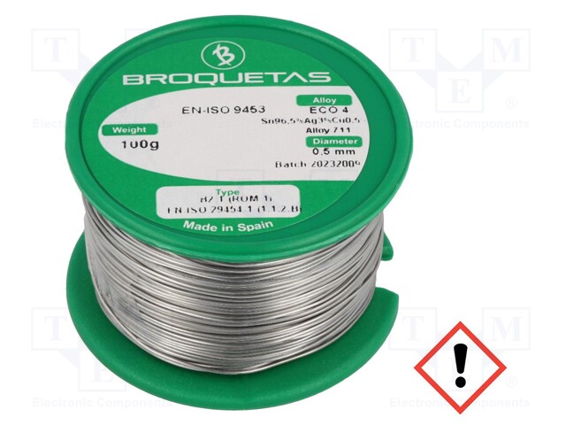 Soldering wire; Sn96,5Ag3Cu0,5; 0.5mm; 0.1kg; lead free