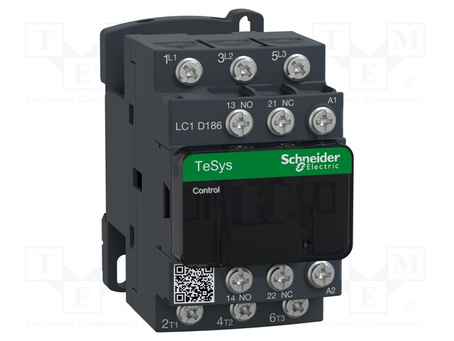 Relay Contactor, TeSys D Series, 3PST-NO, 3P, 18 A at 440 VAC, 10 kW at 690 VAC