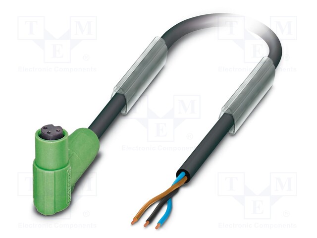 Connection lead; M8; PIN: 3; straight; 5m; plug; 60VAC; 4A; -25÷90°C