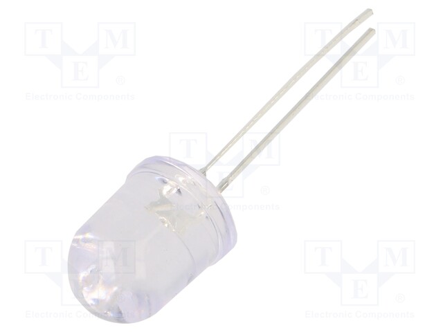 LED; 10mm; green; 2180÷3000mcd; 30°; without stopper; Front: convex