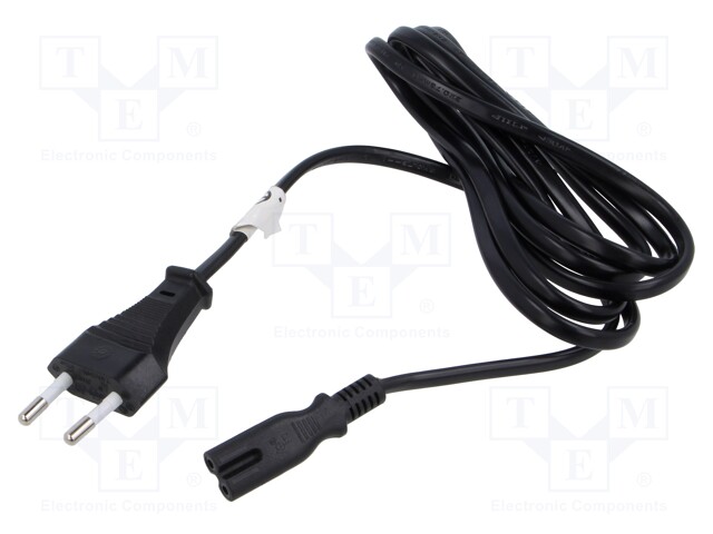 Cable; CEE 7/16 (C) plug,IEC C7 female; PVC; Len: 1.8m; black